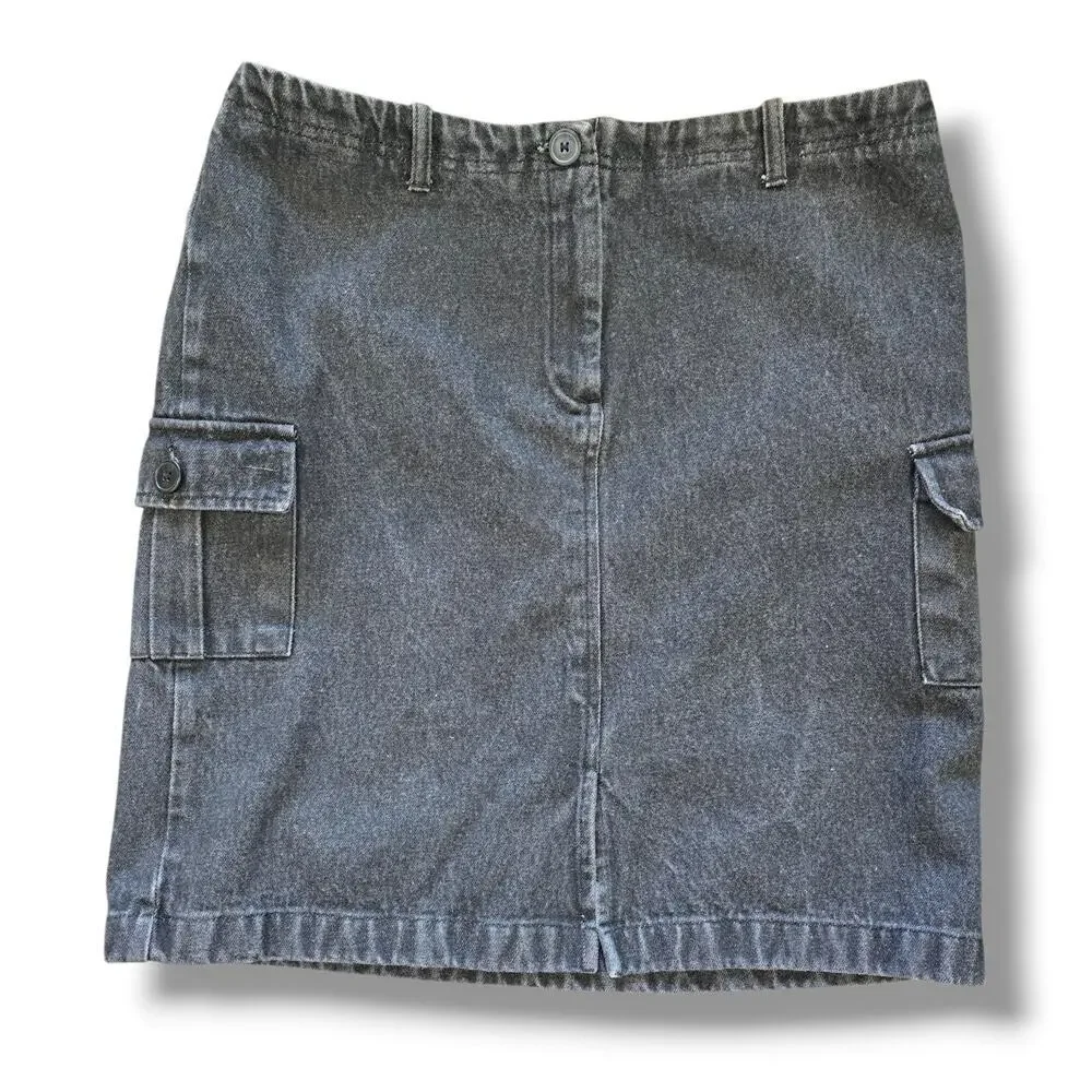 Ann Taylor Factory Women’s Black Denim Cargo Mini Skirt Size 12